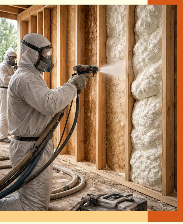 Утепление каркасного дома ППУ в Светлограде от 2844 руб./м2 — работа под ключ | ТепломастерСвт