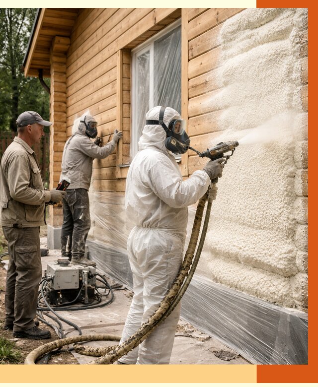 Утепление дома из бруса ППУ в Светлограде от 3911 руб/м2 под ключ | ТепломастерСвт